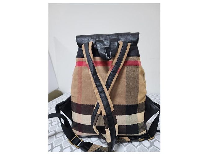 Burberry Mega Check Canvas Rucksack Schwarz/Beige - Ansicht 4