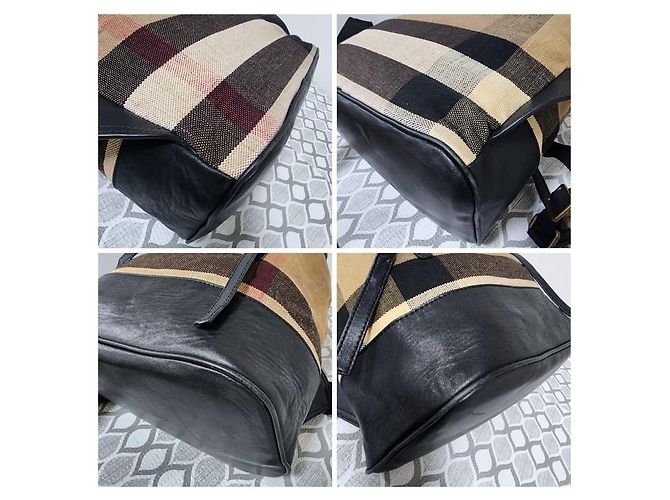 Burberry Mega Check Canvas Rucksack Schwarz/Beige - Ansicht 5