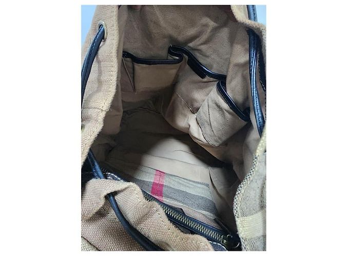 Burberry Mega Check Canvas Rucksack Schwarz/Beige - Ansicht 9