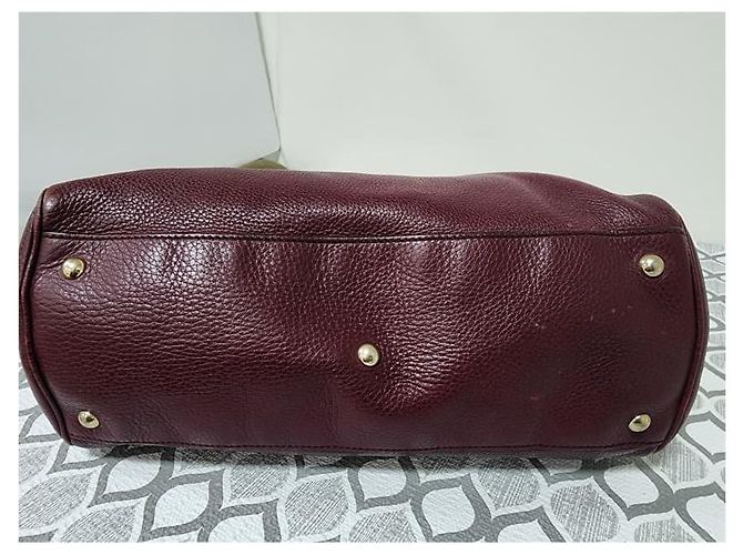 Bamboo Gucci Bolso de compras mediano de cuero texturizado con asas de bambú - Burdeos - vista 11