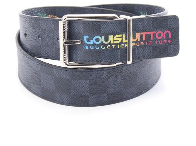 Cintura Santur Damier 40mm da uomo Louis Vuitton Nero Multicolore - vista 5