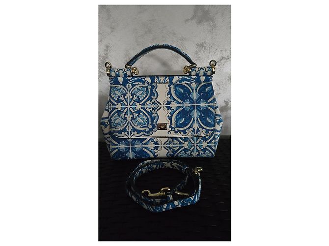 Borsa a mano Dolce & Gabbana Sicily in pelle blu - vista 2