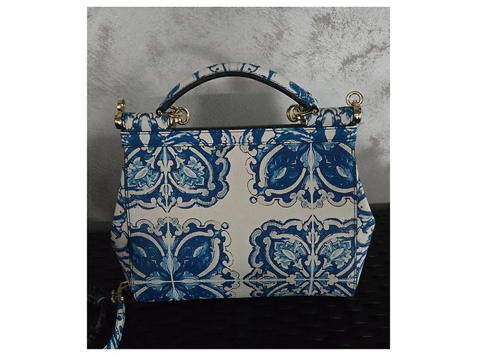 Borsa a mano Dolce & Gabbana Sicily in pelle blu - vista 3