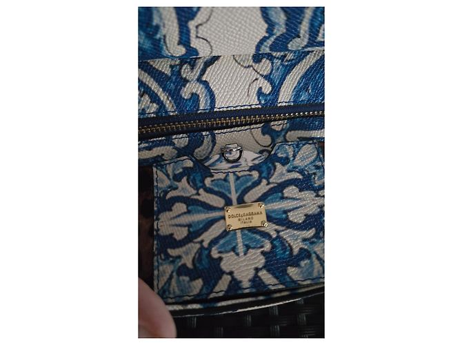 Borsa a mano Dolce & Gabbana Sicily in pelle blu - vista 5