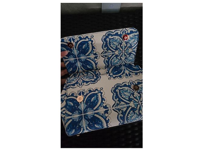 Borsa a mano Dolce & Gabbana Sicily in pelle blu - vista 6