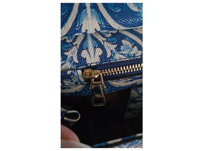 Borsa a mano Dolce & Gabbana Sicily in pelle blu - vista 7