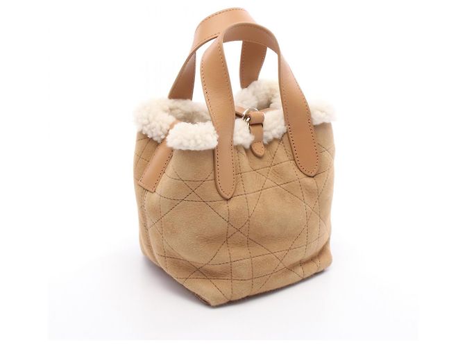 Borsa Christian Dior DiorAlps Toujours Vertical Nano Macrocannage Marrone Bianco - vista 2