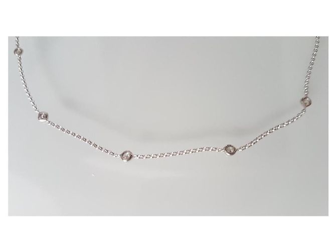 Autre Marque Weißgoldkette mit 7 Diamanten 0,19 Karat Silber Hardware - Ansicht 2