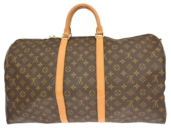 Borsa Keepall Bandoulière Louis Vuitton in tela Monogram 55 Marrone - vista 2