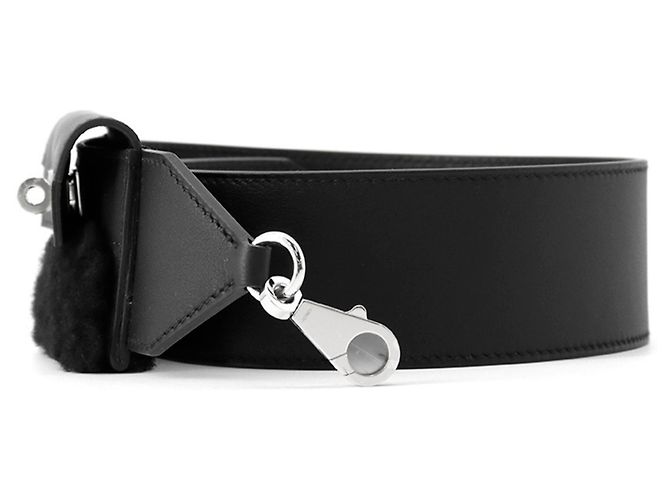 Kelly Cinghia a spalla in pelle Swift nera di Hermès Nero - vista 2