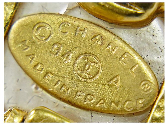 Orecchini Chanel CC in metallo con resina e perla finta D'oro - vista 5