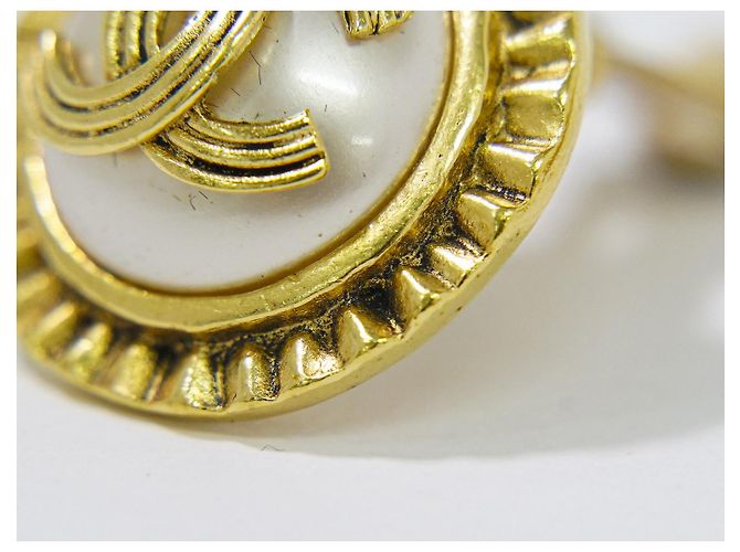 Orecchini Chanel CC in metallo con resina e perla finta D'oro - vista 6
