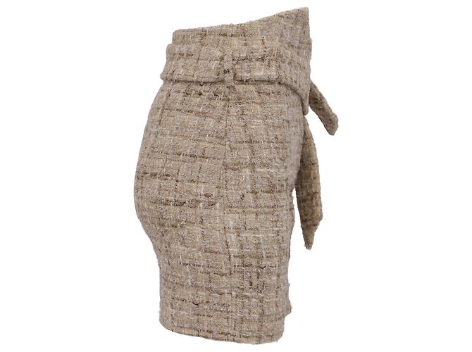 Falda mini de tweed con cinturón Iro Tomia en acrílico beige - vista 2