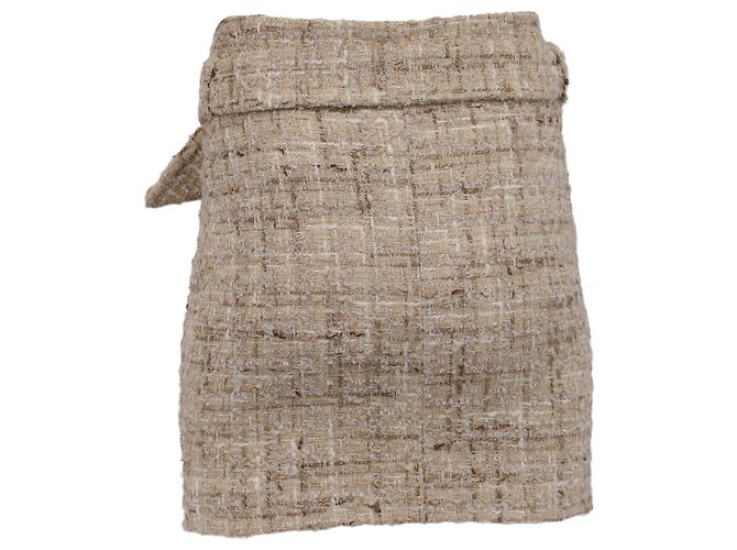 Falda mini de tweed con cinturón Iro Tomia en acrílico beige - vista 3