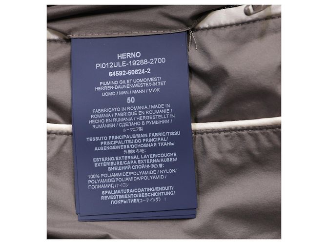 Herno gesteppte Weste mit Reißverschluss aus grauem Polyamid mit Taschen - Ansicht 6
