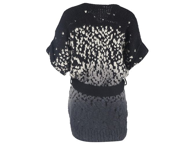 Stella Mc Cartney Strickjacke mit Gürtel von Stella Mccartney aus schwarzer und grauer Wolle - Ansicht 3