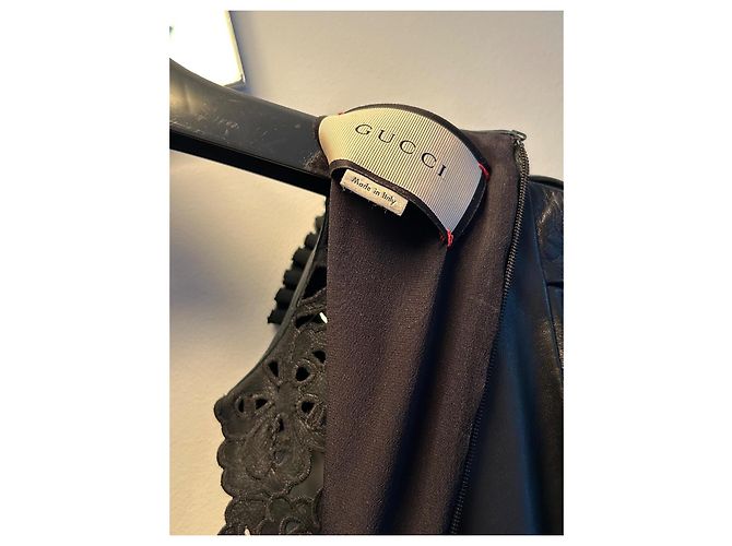 Gucci Cruise 2017 Kleid aus schwarzem Lammleder - Ansicht 5
