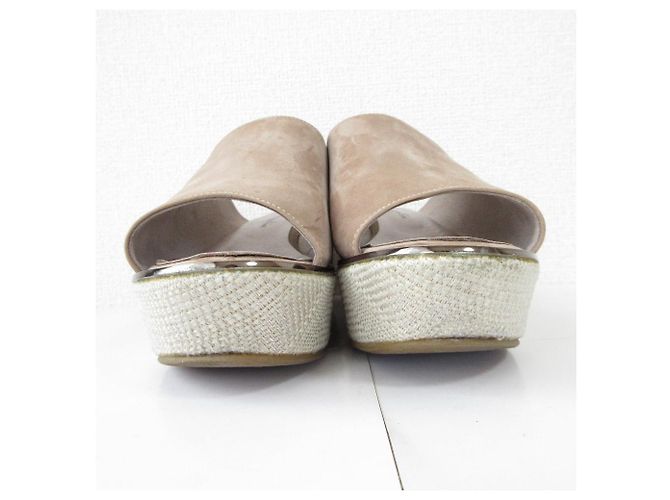 Autre Marque Sandali con zeppa in suede Ginza Kanematsu Marrone Beige - vista 3