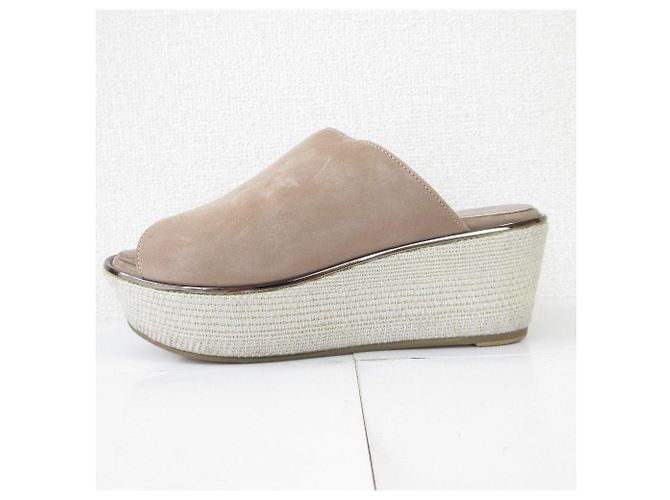 Autre Marque Sandali con zeppa in suede Ginza Kanematsu Marrone Beige - vista 4