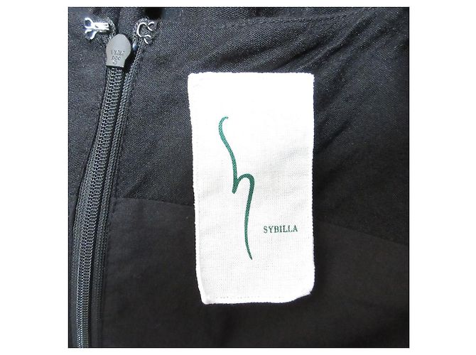 Glänzendes Botanisches Kleid Sybilla Schwarz - Ansicht 9