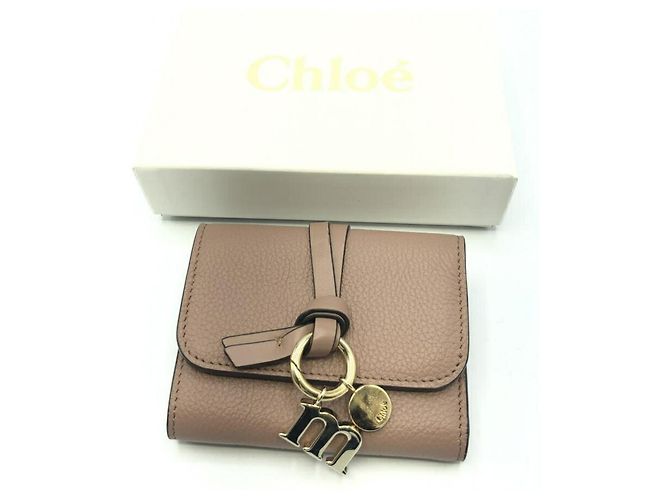 Chloé Chloe Alphabet Trifold Leather Mini Beige - vista 3