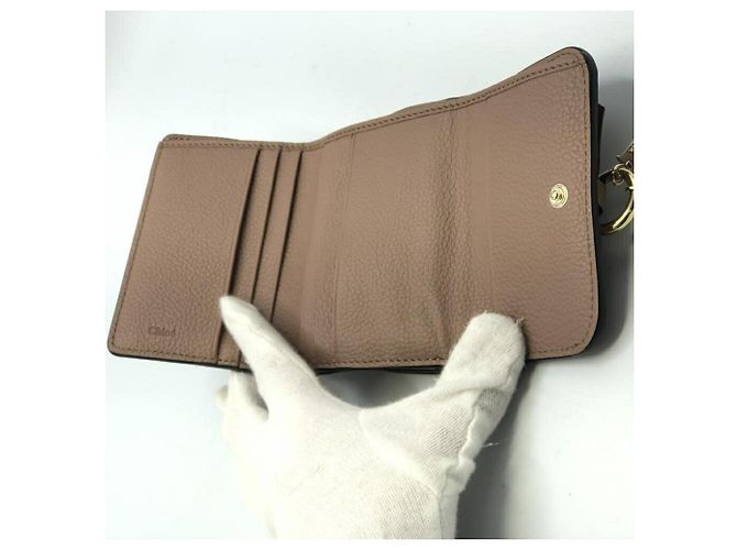Chloé Chloe Alphabet Trifold Leather Mini Beige - vista 5