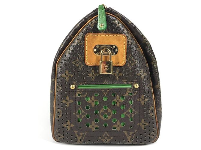 Louis Vuitton Monogram Perforierte Speedy 30 Tasche Braun Grün Monogramm - Ansicht 3