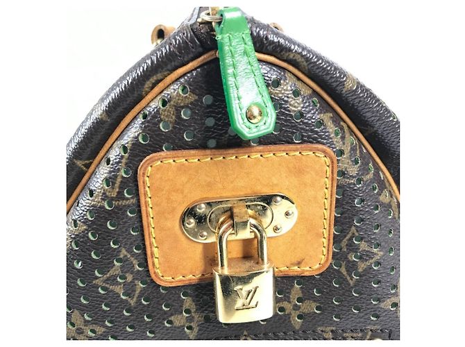Louis Vuitton Monogram Perforierte Speedy 30 Tasche Braun Grün Monogramm - Ansicht 7