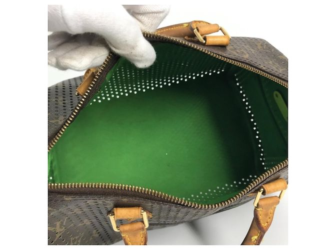 Louis Vuitton Monogram Perforierte Speedy 30 Tasche Braun Grün Monogramm - Ansicht 9