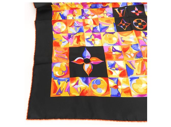 Seidenschal von Louis Vuitton in Schwarz und Multicolor Mehrfarben Orange Monogramm - Ansicht 3