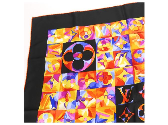 Seidenschal von Louis Vuitton in Schwarz und Multicolor Mehrfarben Orange Monogramm - Ansicht 5