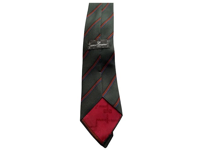 ✨ Striped silk tie by Paco Rabanne – Timeless elegance Red Dark green - view 5