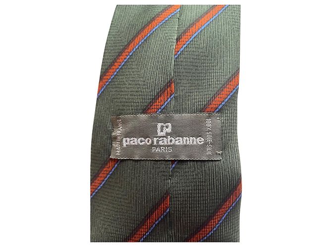✨ Striped silk tie by Paco Rabanne – Timeless elegance Red Dark green - view 6