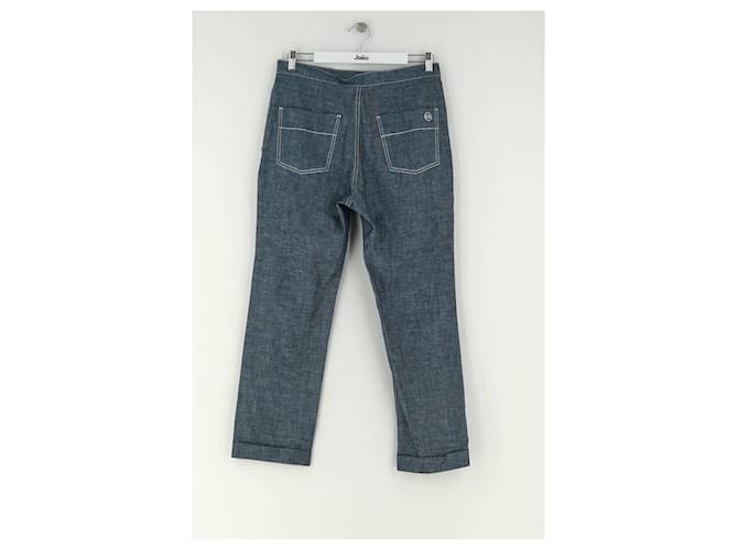 Dior Pantalón recto de algodón azul - vista 4