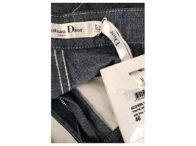 Dior Pantalón recto de algodón azul - vista 5