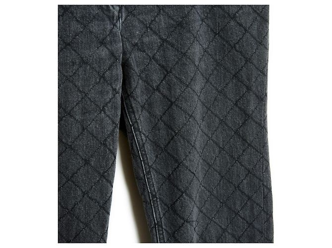 Chanel 2012 Schwarze Stepp-Jeans FR40 Paris Bombay UK12 US29 Grau - Ansicht 2