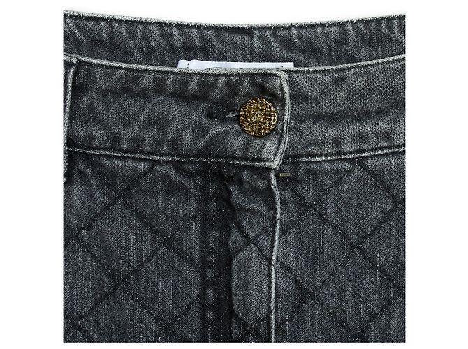 Chanel 2012 Schwarze Stepp-Jeans FR40 Paris Bombay UK12 US29 Grau - Ansicht 3