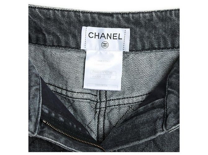 Chanel 2012 Schwarze Stepp-Jeans FR40 Paris Bombay UK12 US29 Grau - Ansicht 4