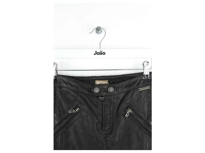 Galliano Pantalones slim de cuero negro - vista 2