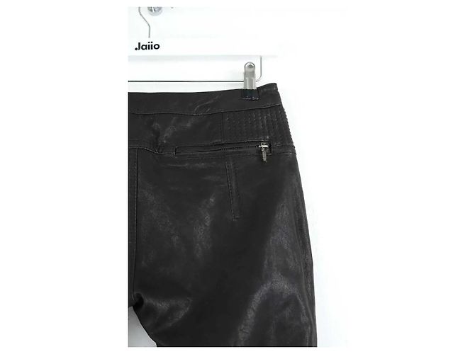 Galliano Pantalones slim de cuero negro - vista 4