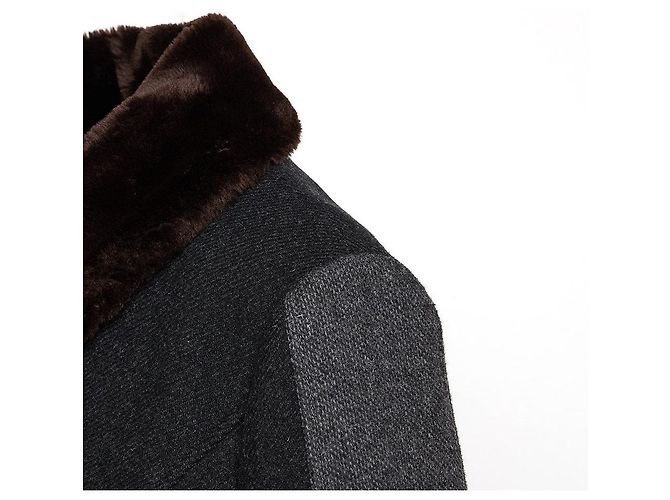 Giorgio Armani Anthrazit Wollmantel Grau - Ansicht 3