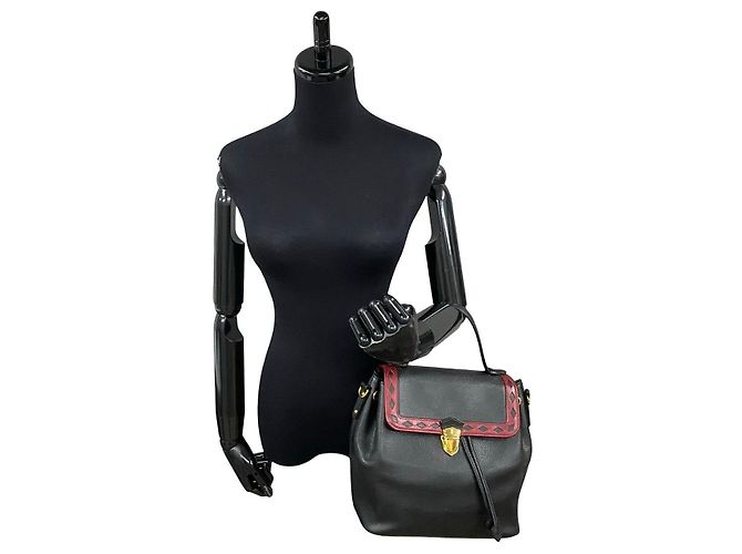Borsa in pelle Yves Saint Laurent Nero Rosso - vista 3