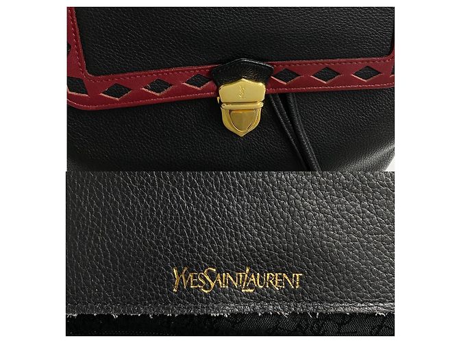 Borsa in pelle Yves Saint Laurent Nero Rosso - vista 4