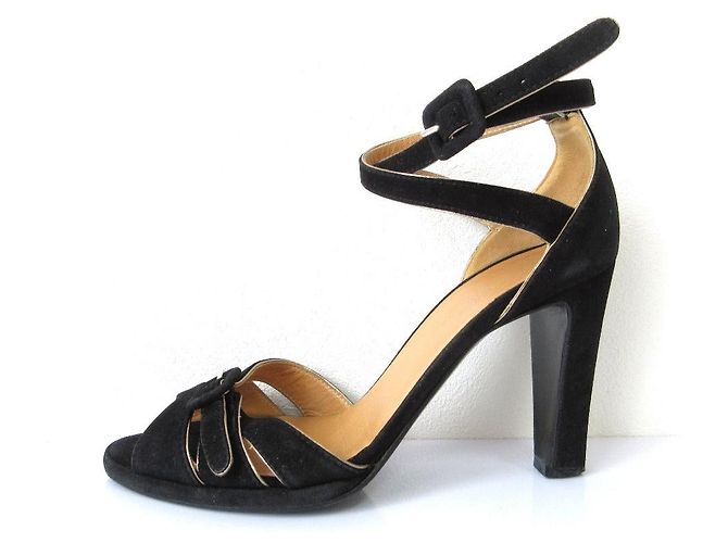Sandali in suede Hermès 34 Nero - vista 2