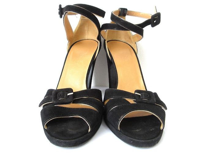 Sandali in suede Hermès 34 Nero - vista 3