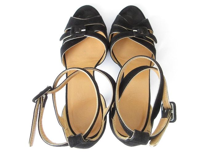 Sandali in suede Hermès 34 Nero - vista 4