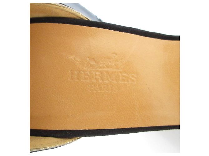 Sandali in suede Hermès 34 Nero - vista 5