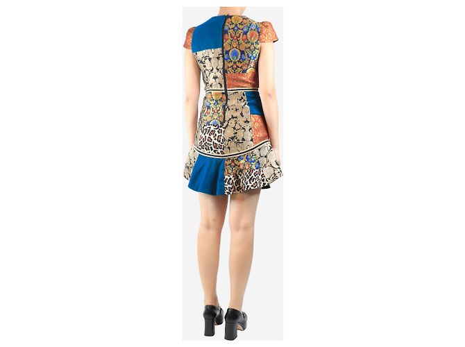 Alice + Olivia Mini-Kleid aus mehrfarbigem Jacquard-Patchwork - Größe UK 10 Mehrfarben - Ansicht 2
