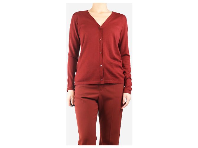 Max Mara Roter dünner Strickcardigan - Größe UK 10 - Ansicht 3