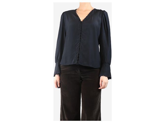 Rebecca Taylor Schwarze Seidenbluse - Größe UK 8 - Ansicht 3